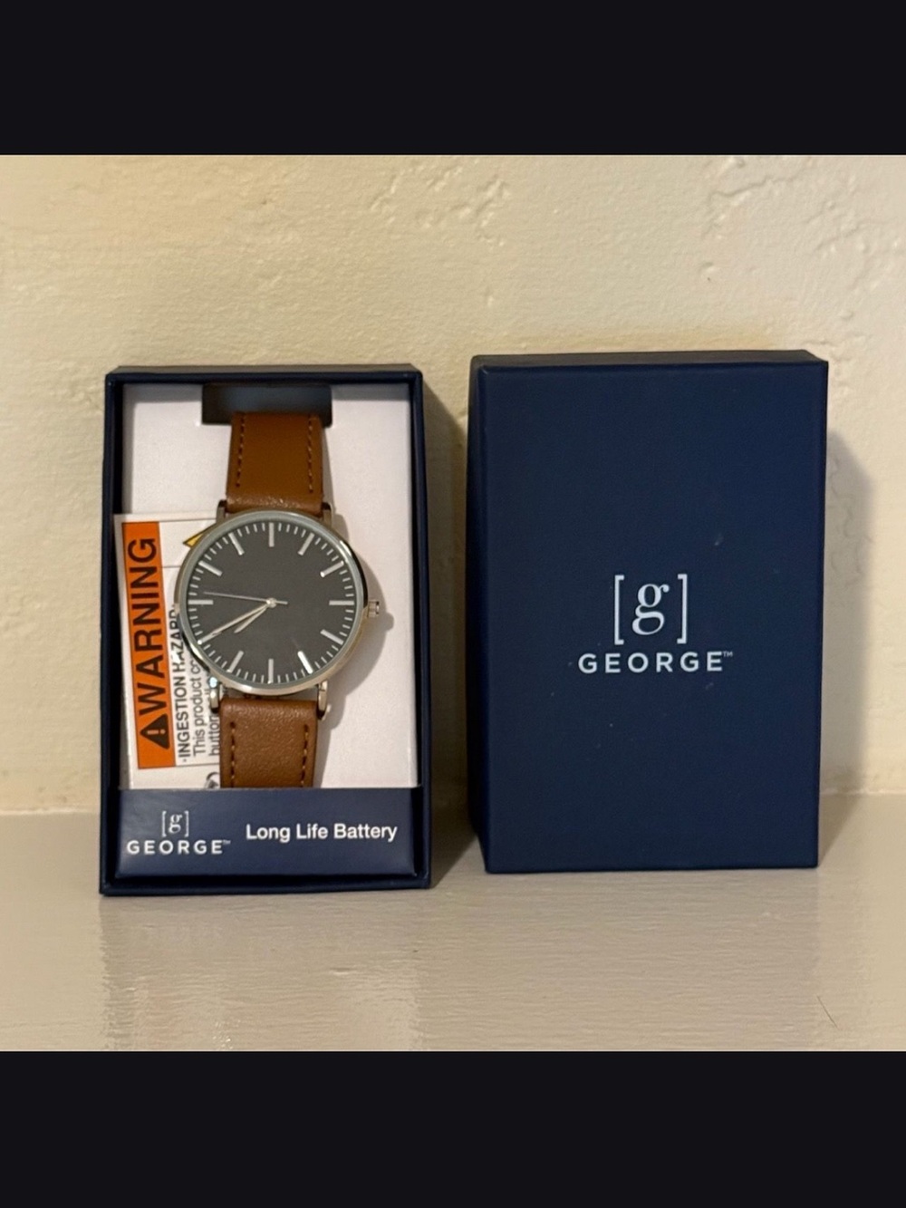 George Men’s Tan Leather Strap Watch with Black Dial